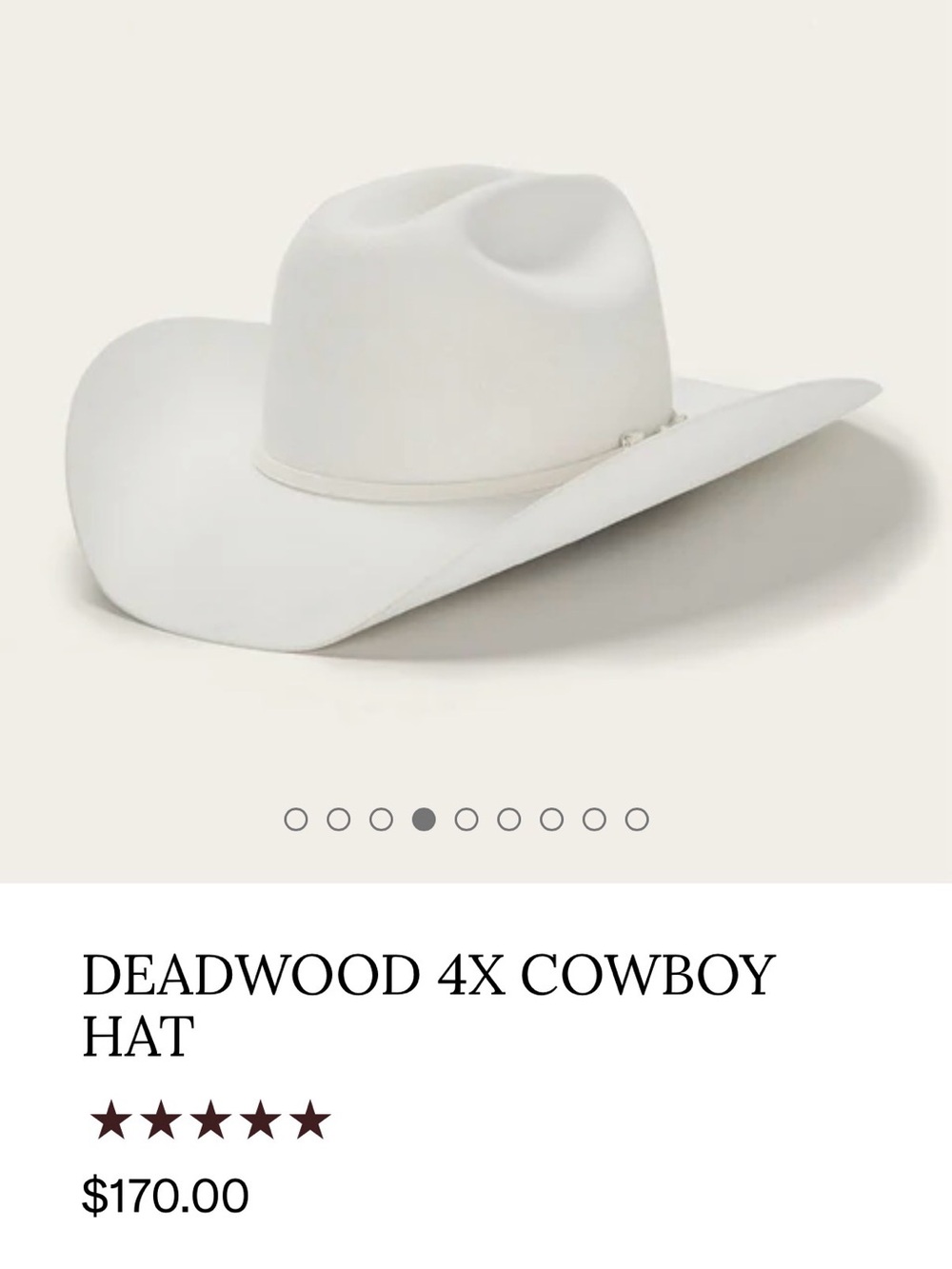Stetson Deadwood 4X Cowboy Hat - White 7 1/4